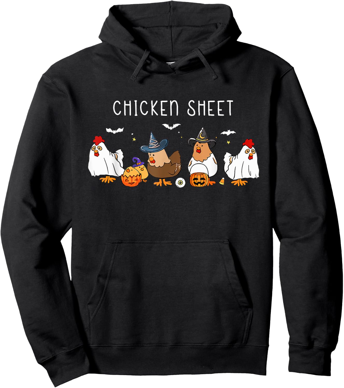 Funny Chickens Boo Ghost Farm Animal Halloween Chicken Sheet Hoodie - Hoodie | Black