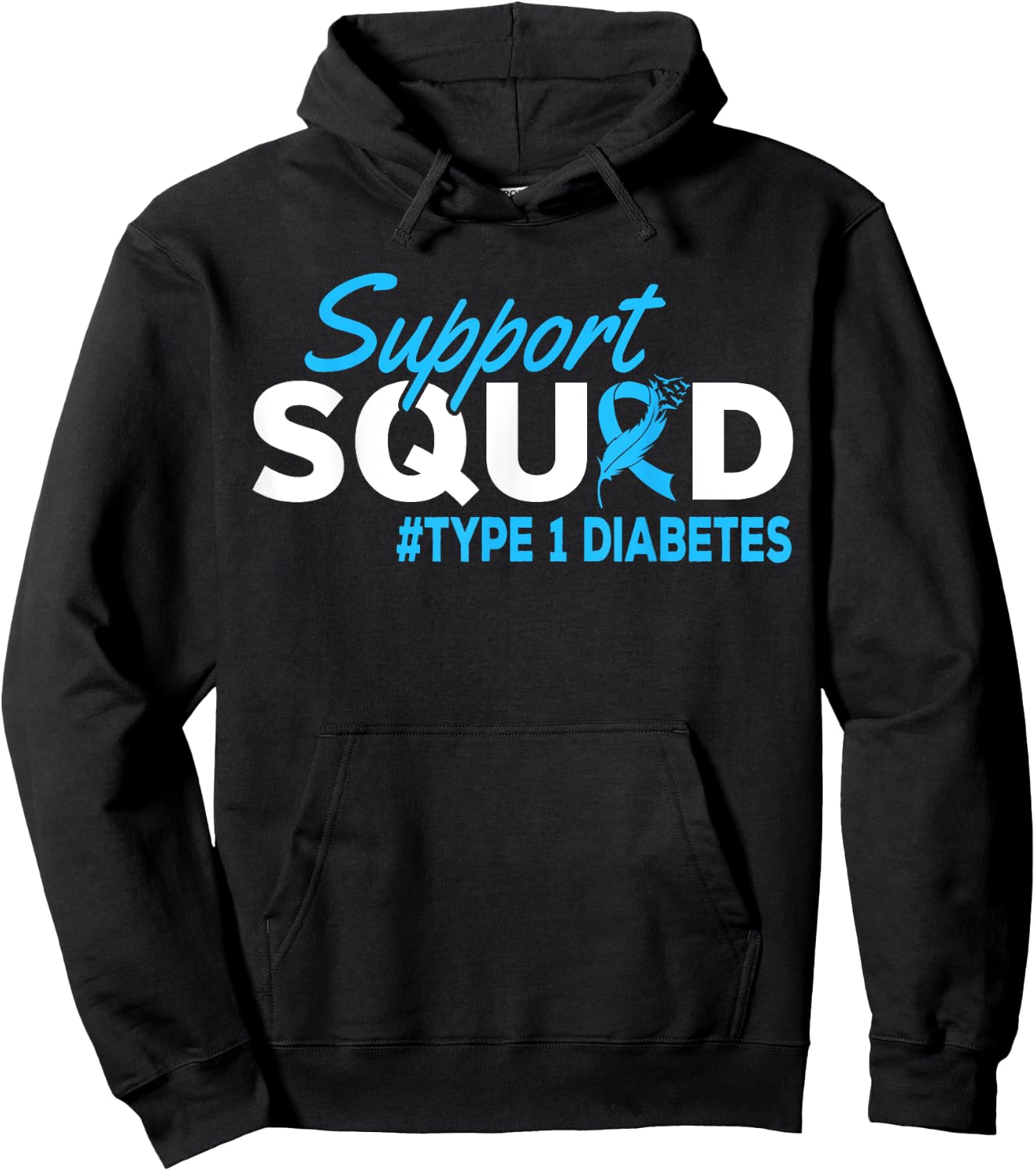 Support Squad Diabetes Type 1 Diabetes Awareness Hoodie - Hoodie | Black
