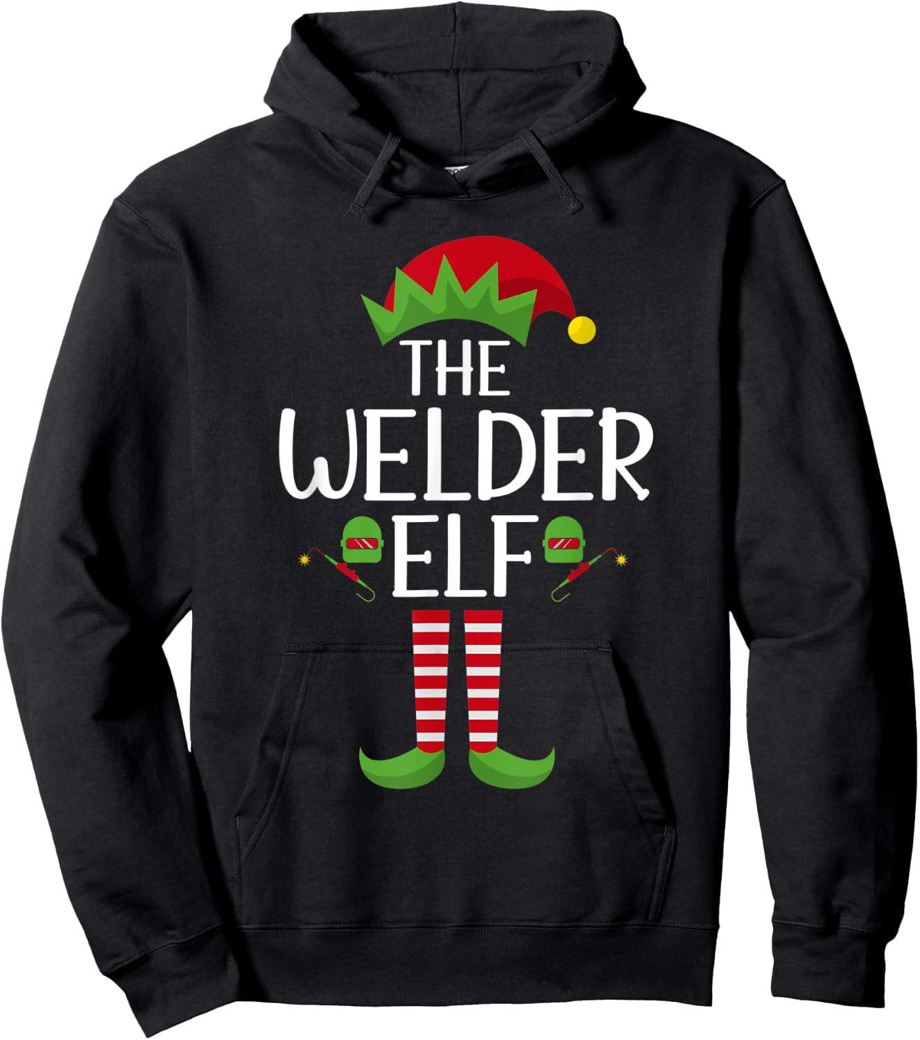 Elf Group Matching Family Christmas Costume The Welder Elf Hoodie - Hoodie | Black