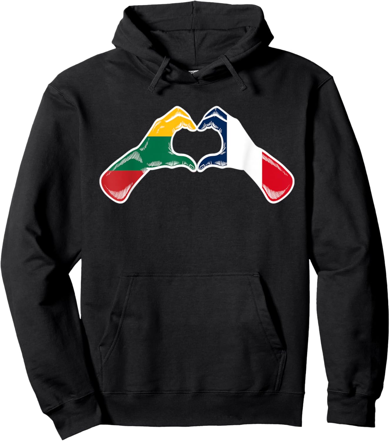 Lithuania France Flag - Lithuanian French Heart Hoodie - Hoodie | Black