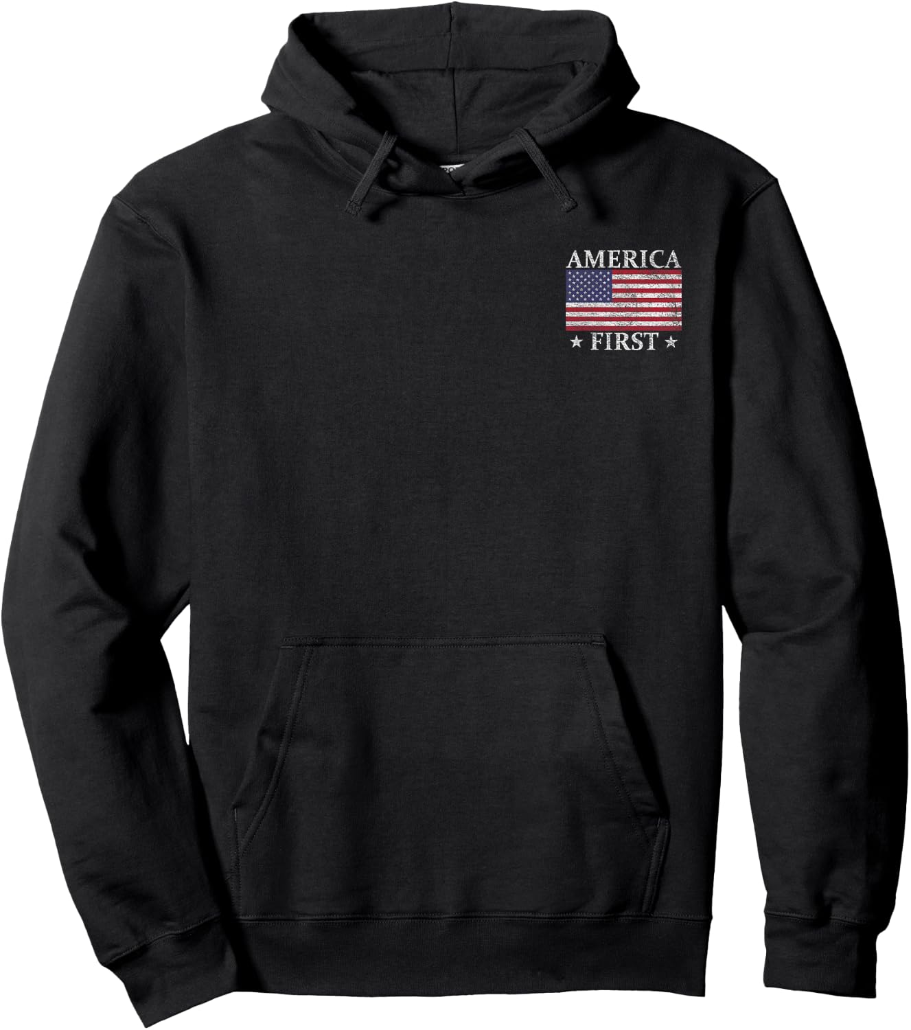 America First USA American Flag Patriot Stars and Stripes Hoodie - Hoodie | Black