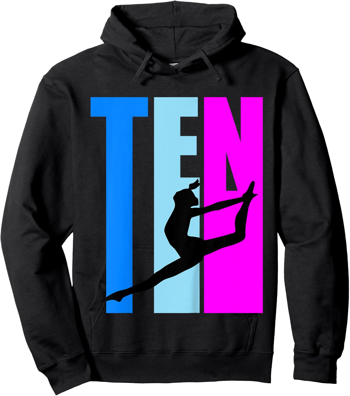 Kids 10th Birthday Gymnastics Girls Gymnast Dance Dancer Dancing Hoodie - Hoodie | Black