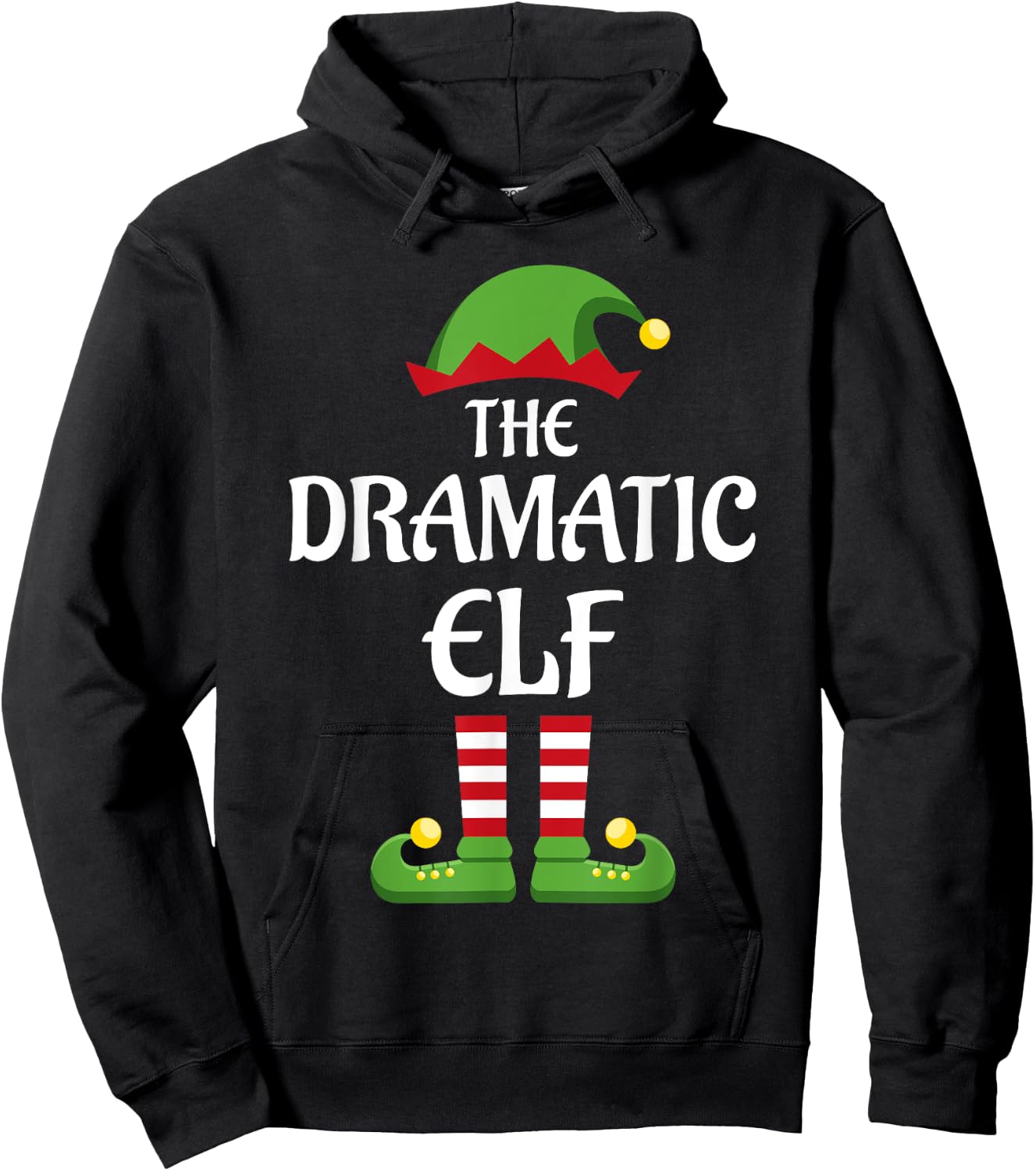 Dramatic Elf Family Matching Group Christmas Hoodie - Hoodie | Black