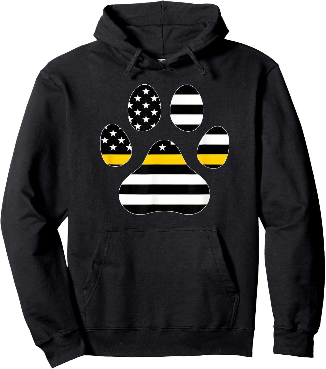 911 Police Dispatcher Thin Gold Line Flag for Animal Lover Hoodie - Hoodie | Black