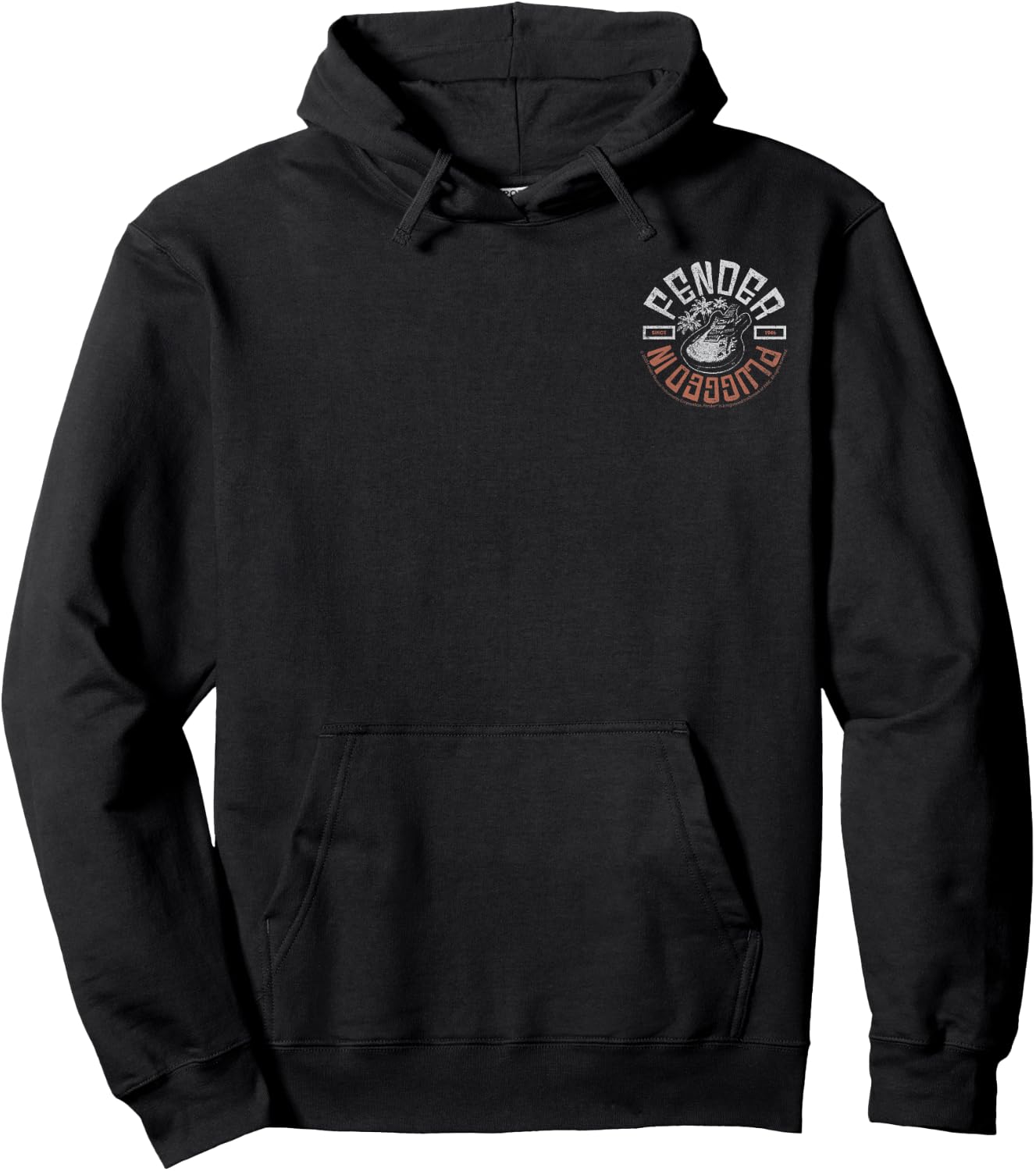 Fender Plugged In Since 1946 Retro Pocket Size Guitar Hoodie - Hoodie | Black