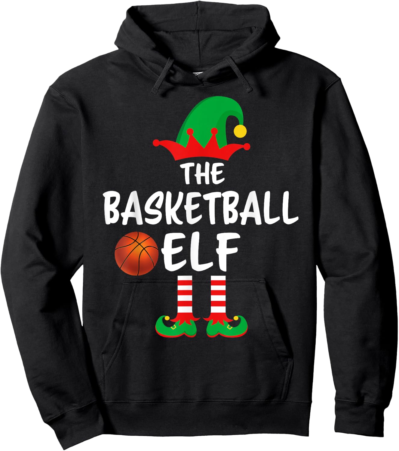 The Basketball Elf Matching Family Christmas Hoodie - Hoodie | Black