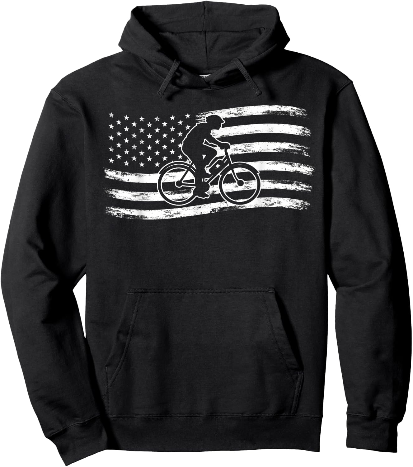 Bicycle Patriotic American Flag Cyclist E-Bike Hoodie - Hoodie | Black