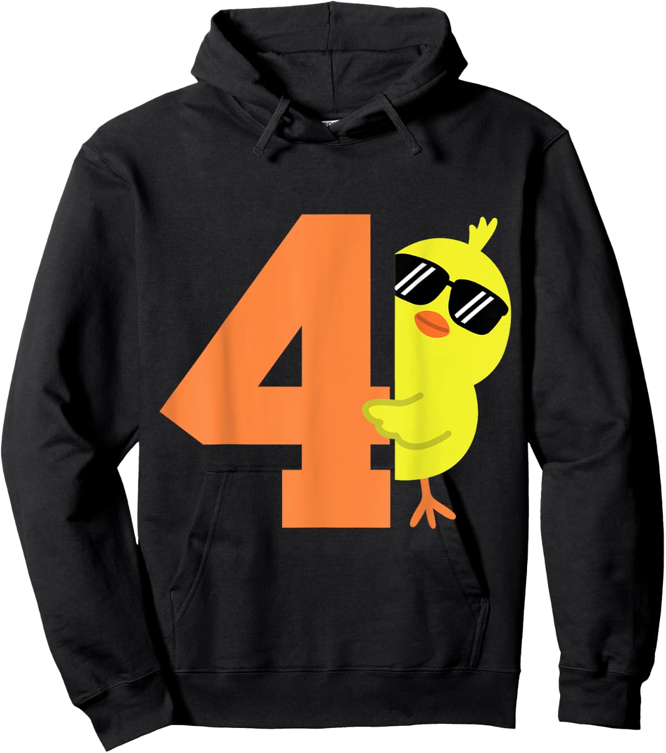 Kids 4th Birthday Chicken Themed Cute 4 Year Old Boys Chick Hoodie - Hoodie | Black