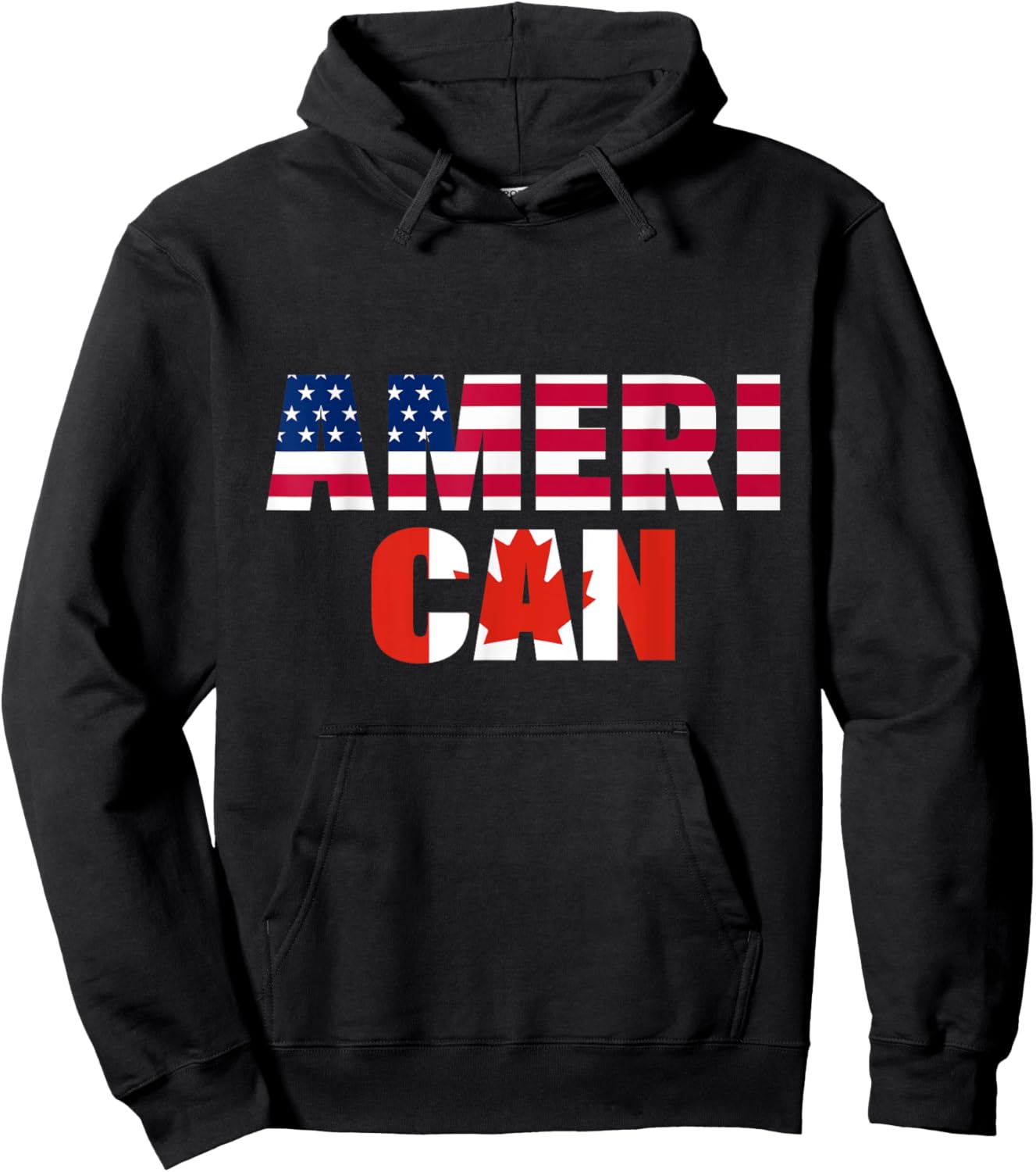 Ameri-can USA Canada Flag Canadian American 4th of July Hoodie - Hoodie | Black