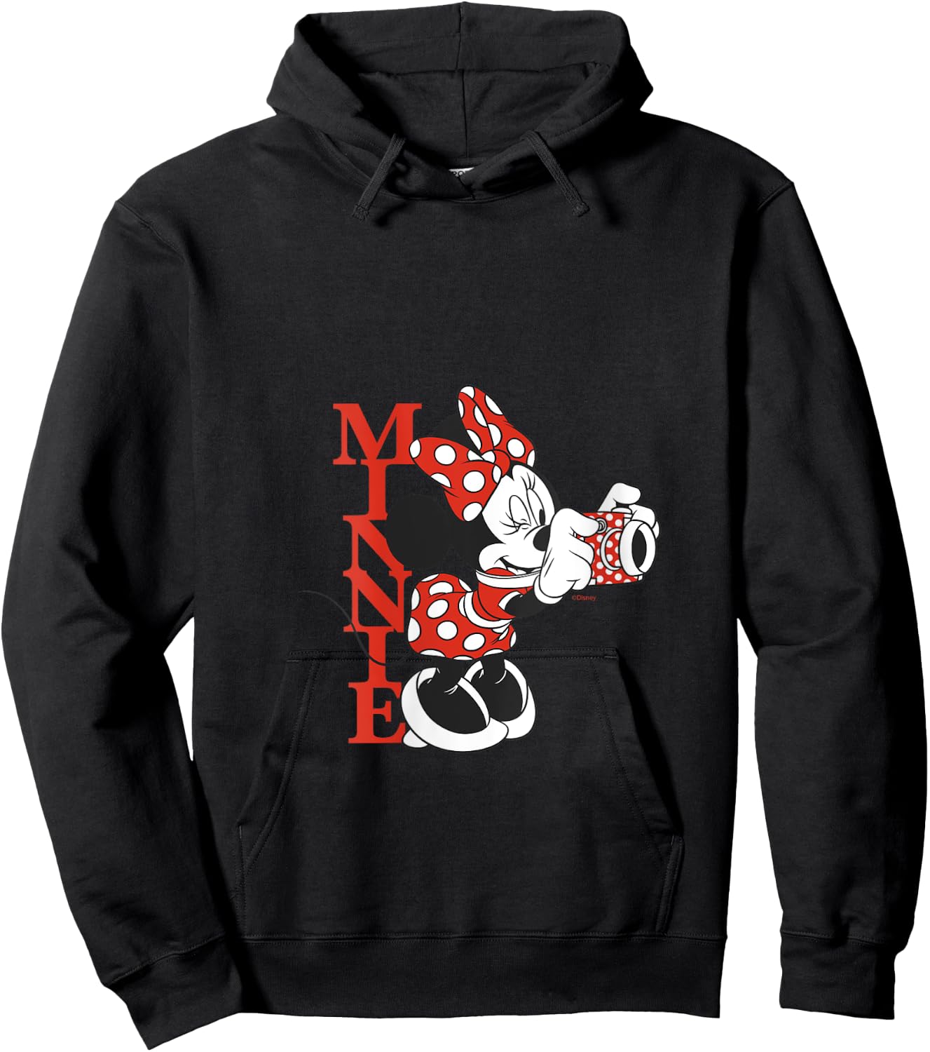 Disney Minnie Mouse with Camera Polka Dot Day Vintage V-Neck Hoodie - Hoodie | Black