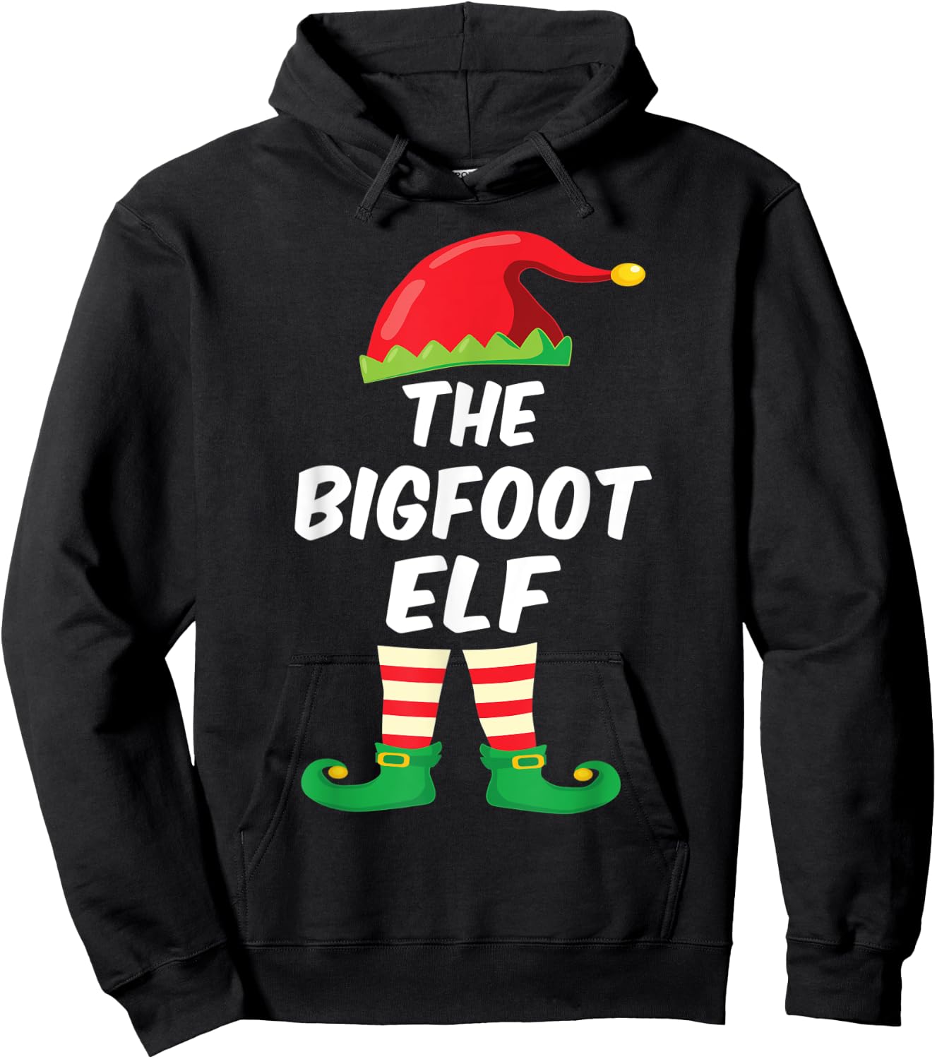 The Bigfoot Elf Family Matching Funny Christmas Costume Hoodie - Hoodie | Black