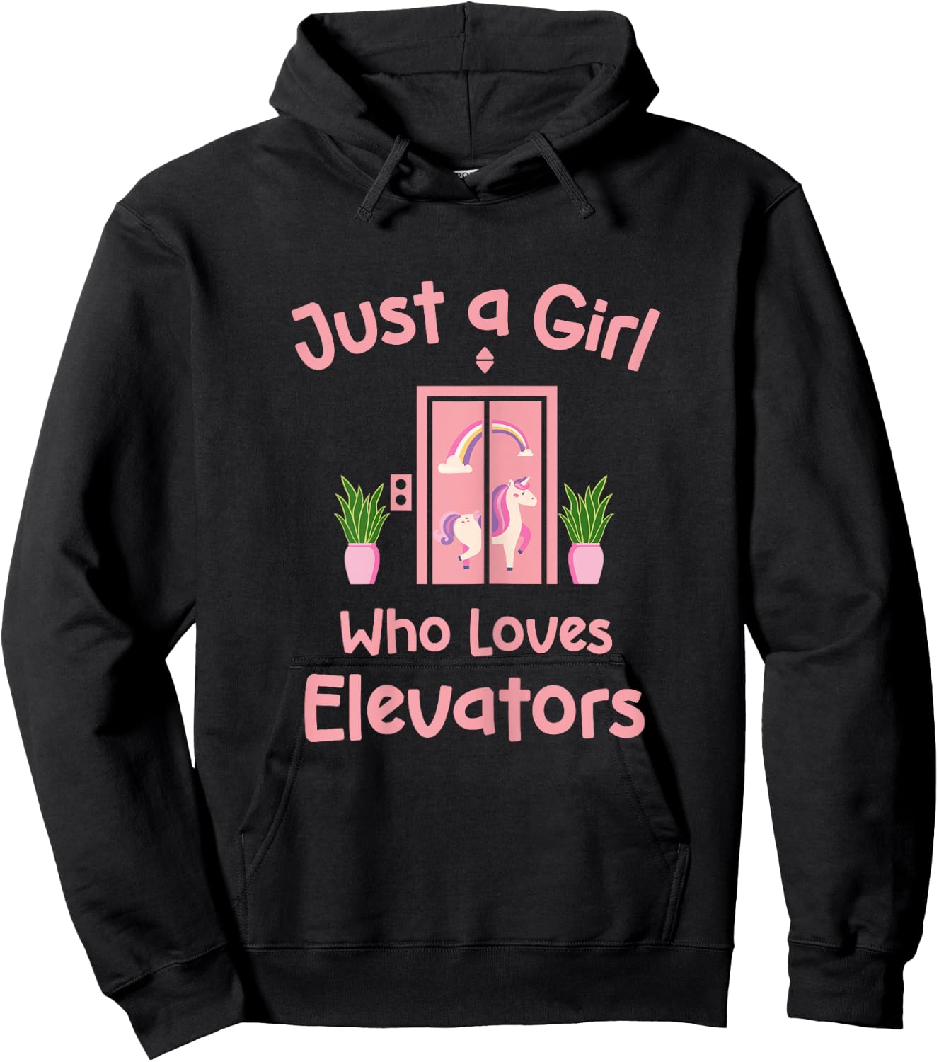Just A Girl Who Loves Elevators Cute Distracted By Elevator Hoodie - Hoodie | Black