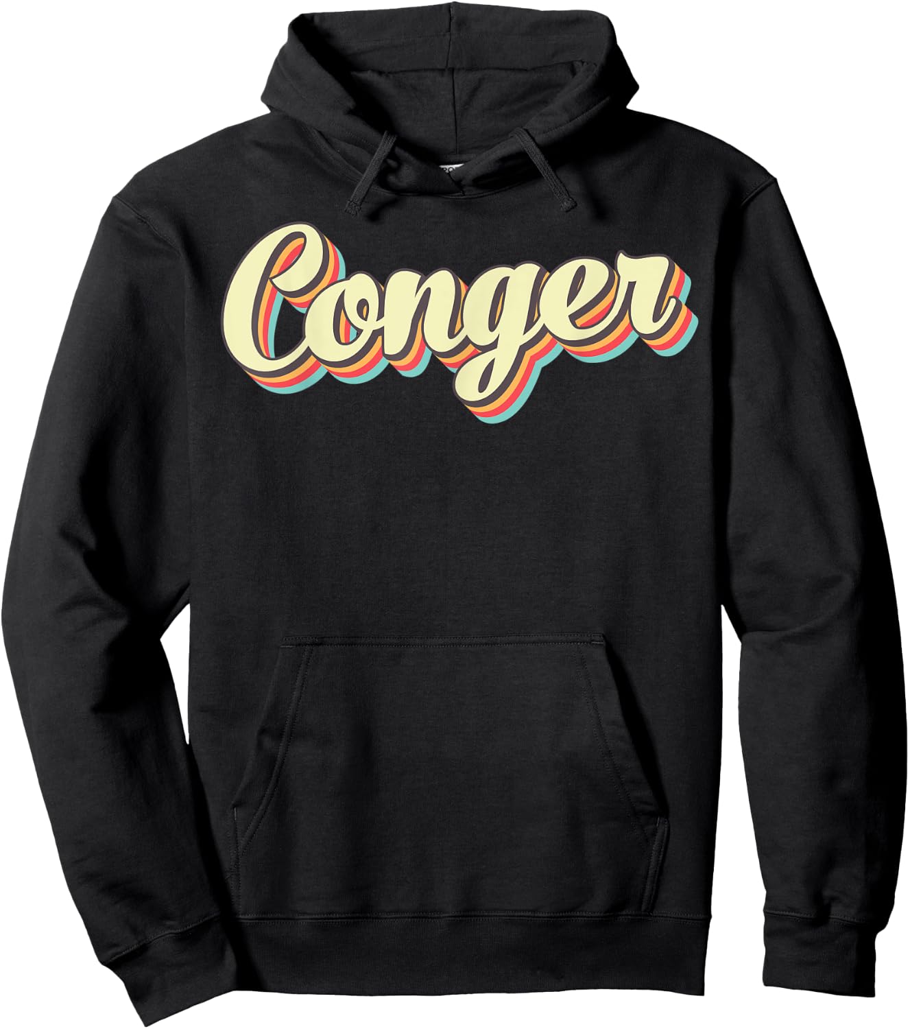 Conger Retro Art Baseball Font Vintage Hoodie - Hoodie | Black