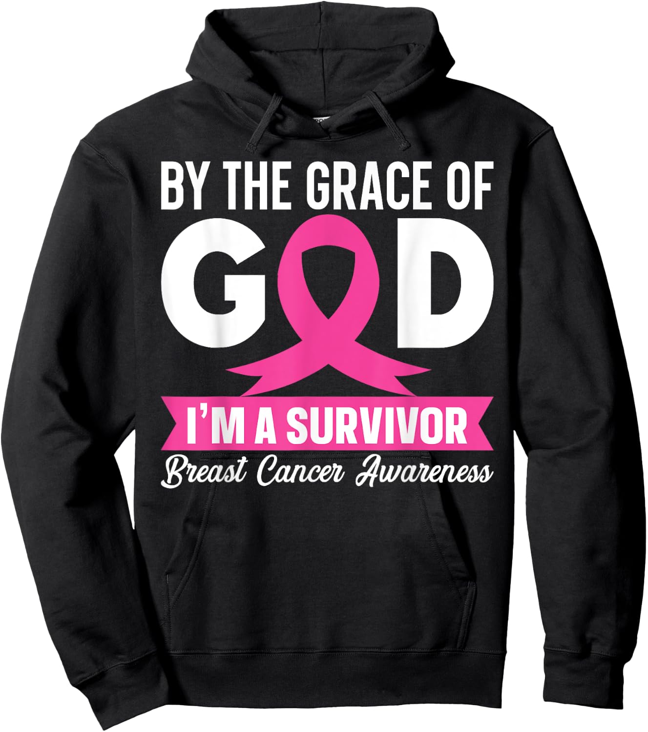 Breast Cancer Awareness Shirt God's Survivor Pink Ribbon Hoodie - Hoodie | Black