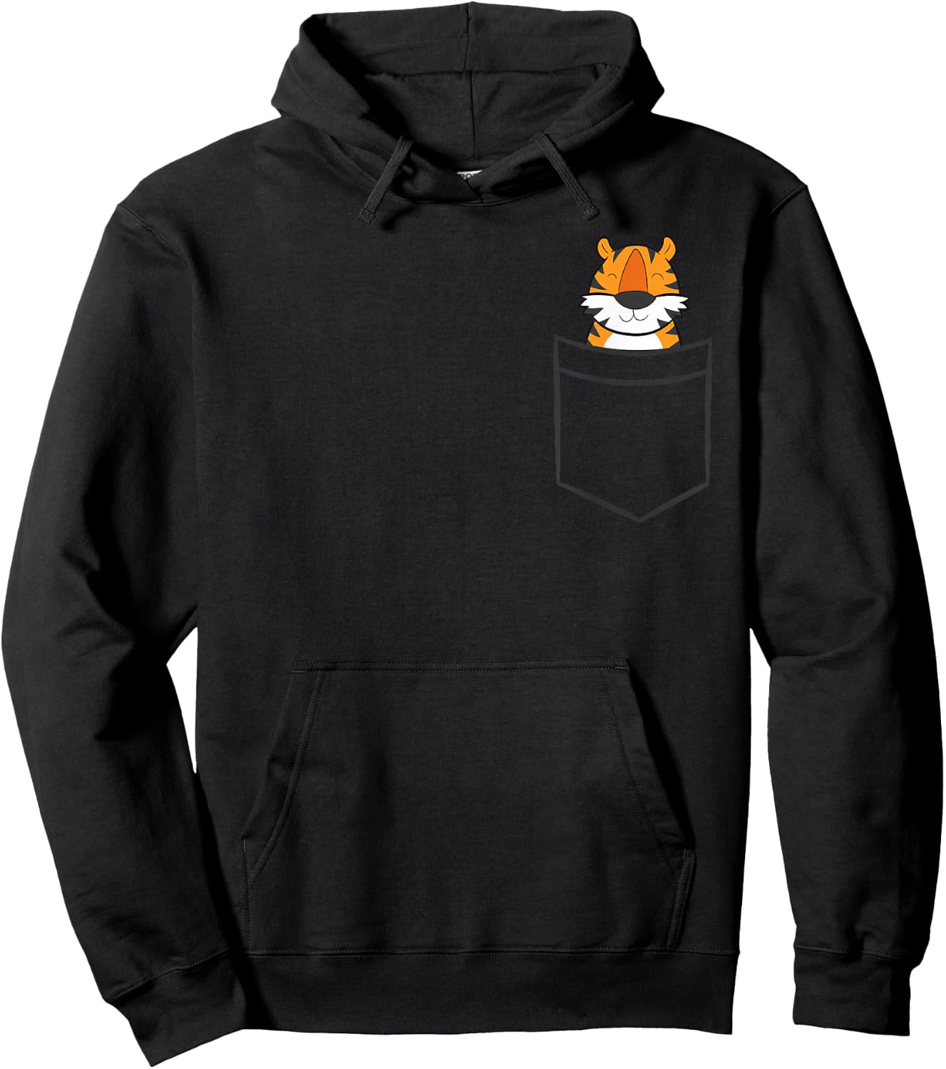 Tiger In a Pocket Cute Pocket Tiger Hoodie - Hoodie | Black