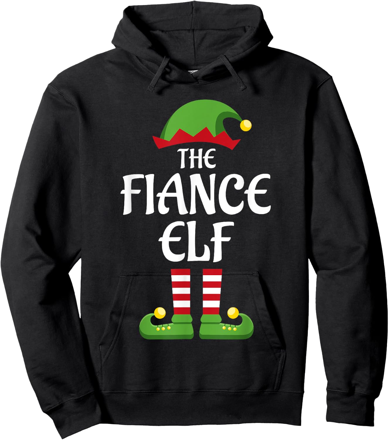 Fiance Elf Family Matching Group Christmas Engaged Hoodie - Hoodie | Black