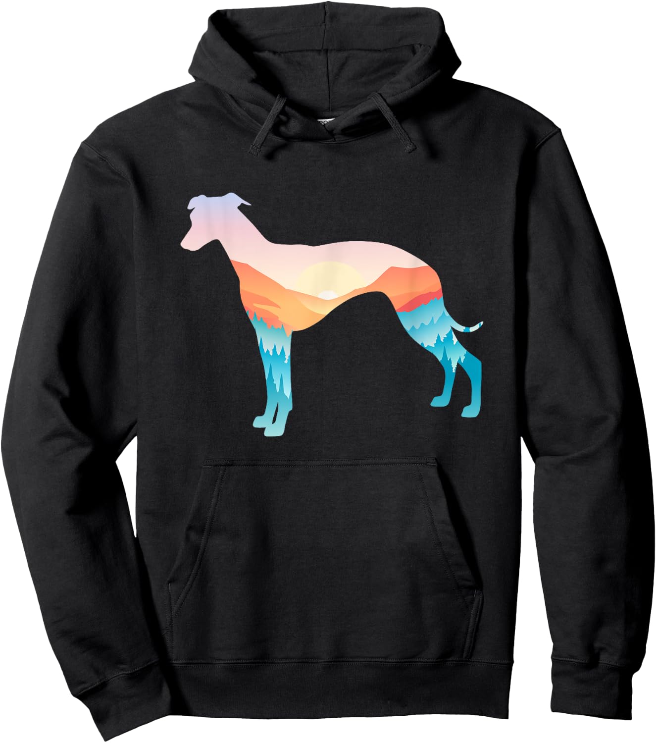 Whippet Nature Hiking Dog Sunrise Adventure Hoodie - Hoodie | Black