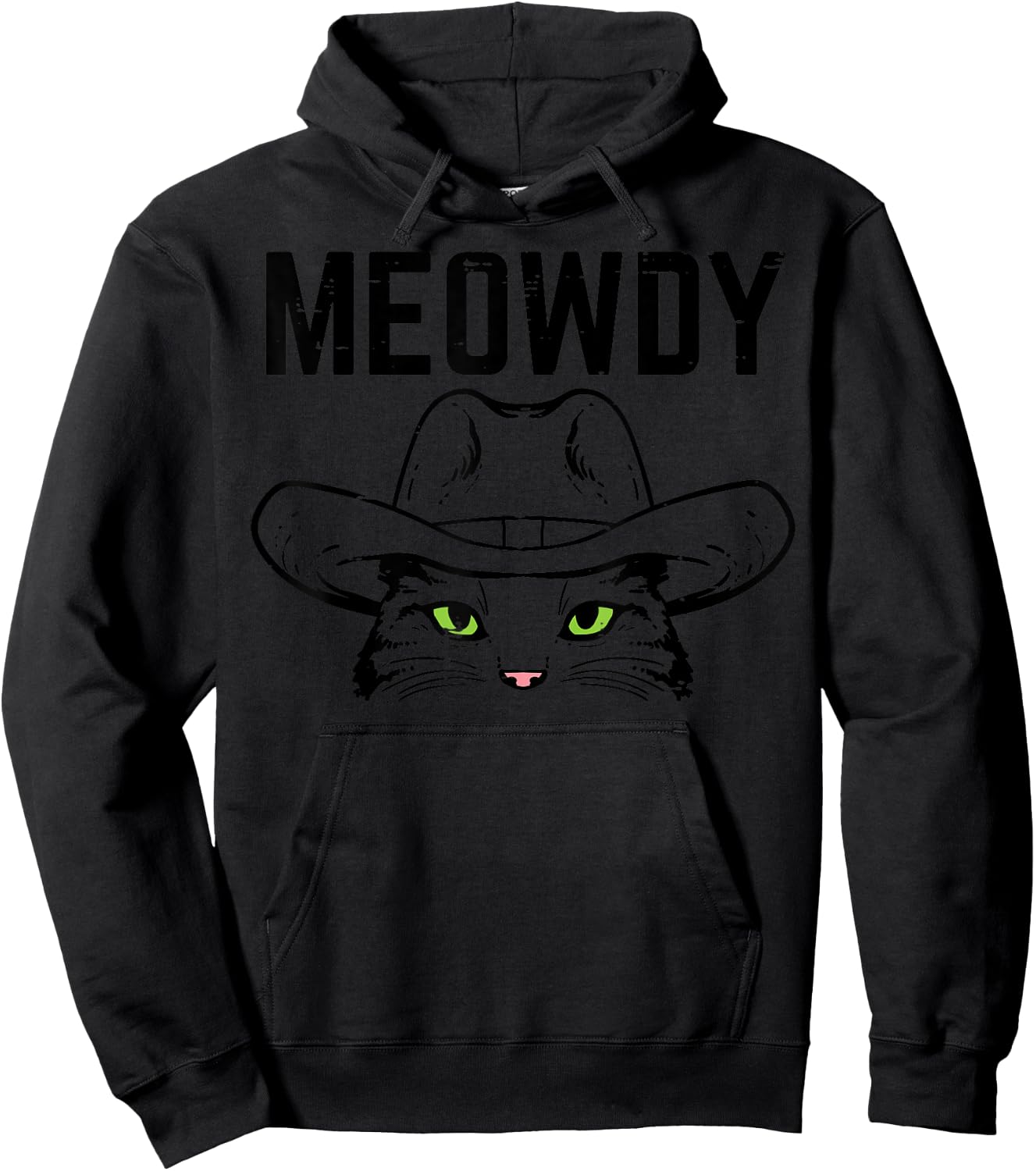 Cowboy Cat Meowdy Funny Texas Meme Country Men Women Kids Hoodie - Hoodie | Black