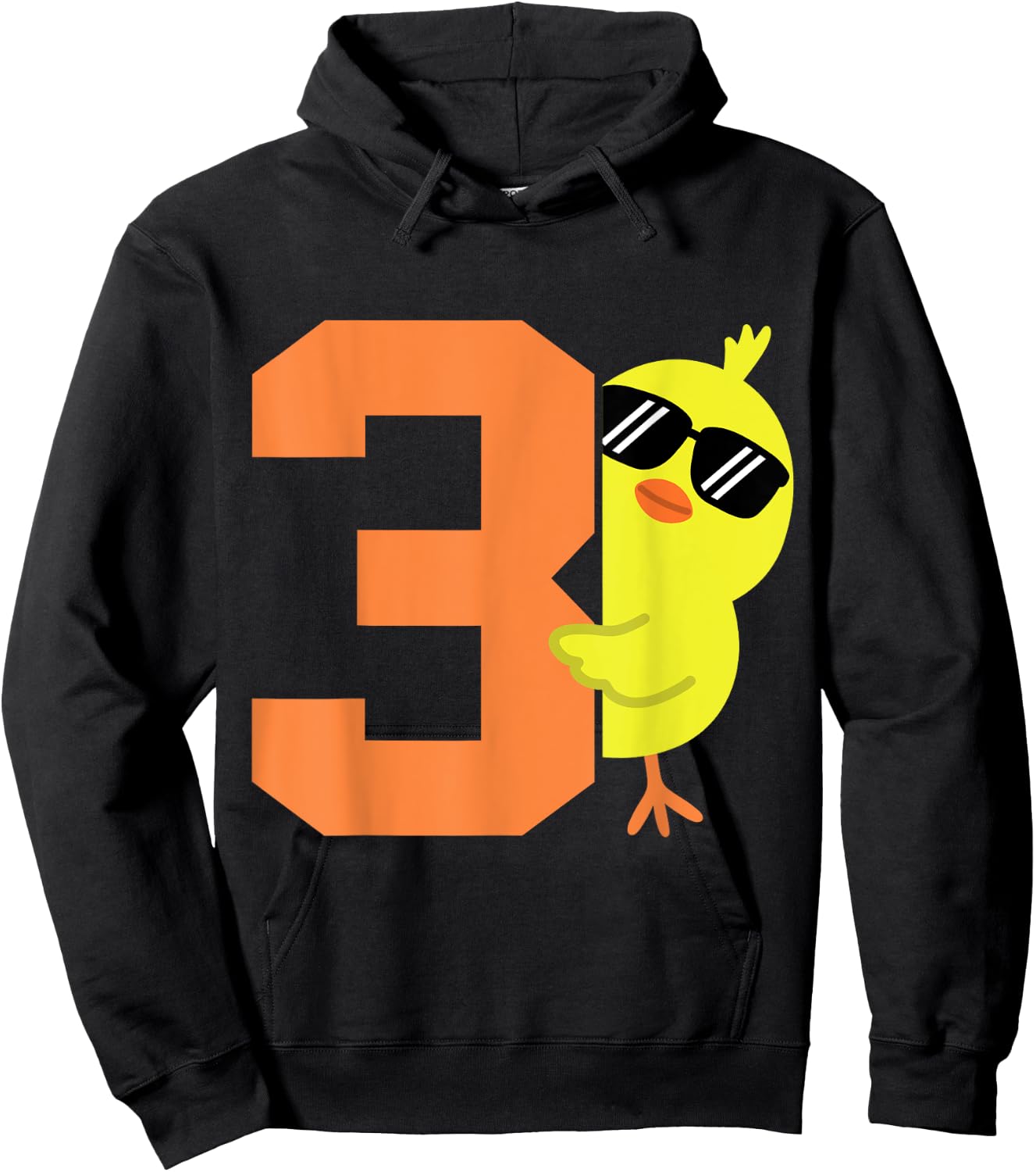 Kids 3rd Birthday Chicken Themed Cute 3 Year Old Boys Chick Hoodie - Hoodie | Black