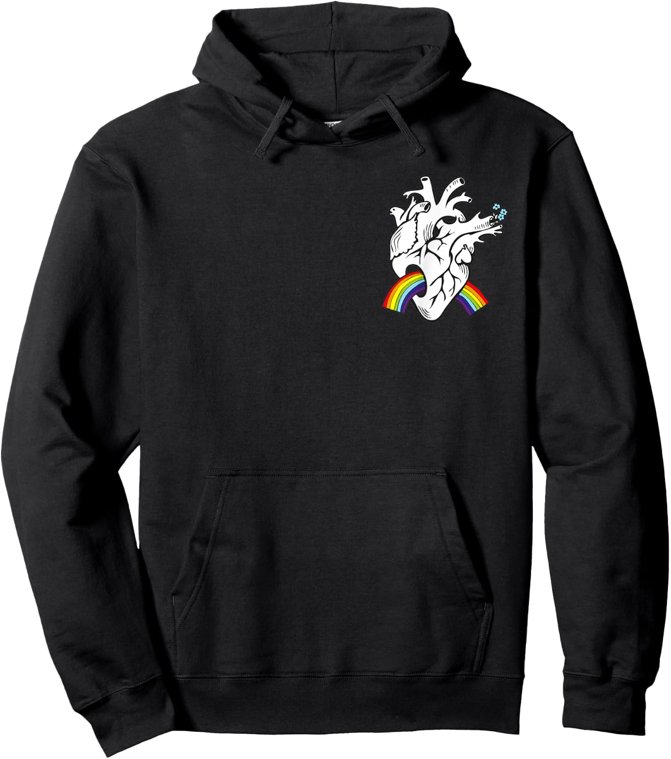 Anatomical heart, , rainbow, Valentine's Day Hoodie - Hoodie | Black