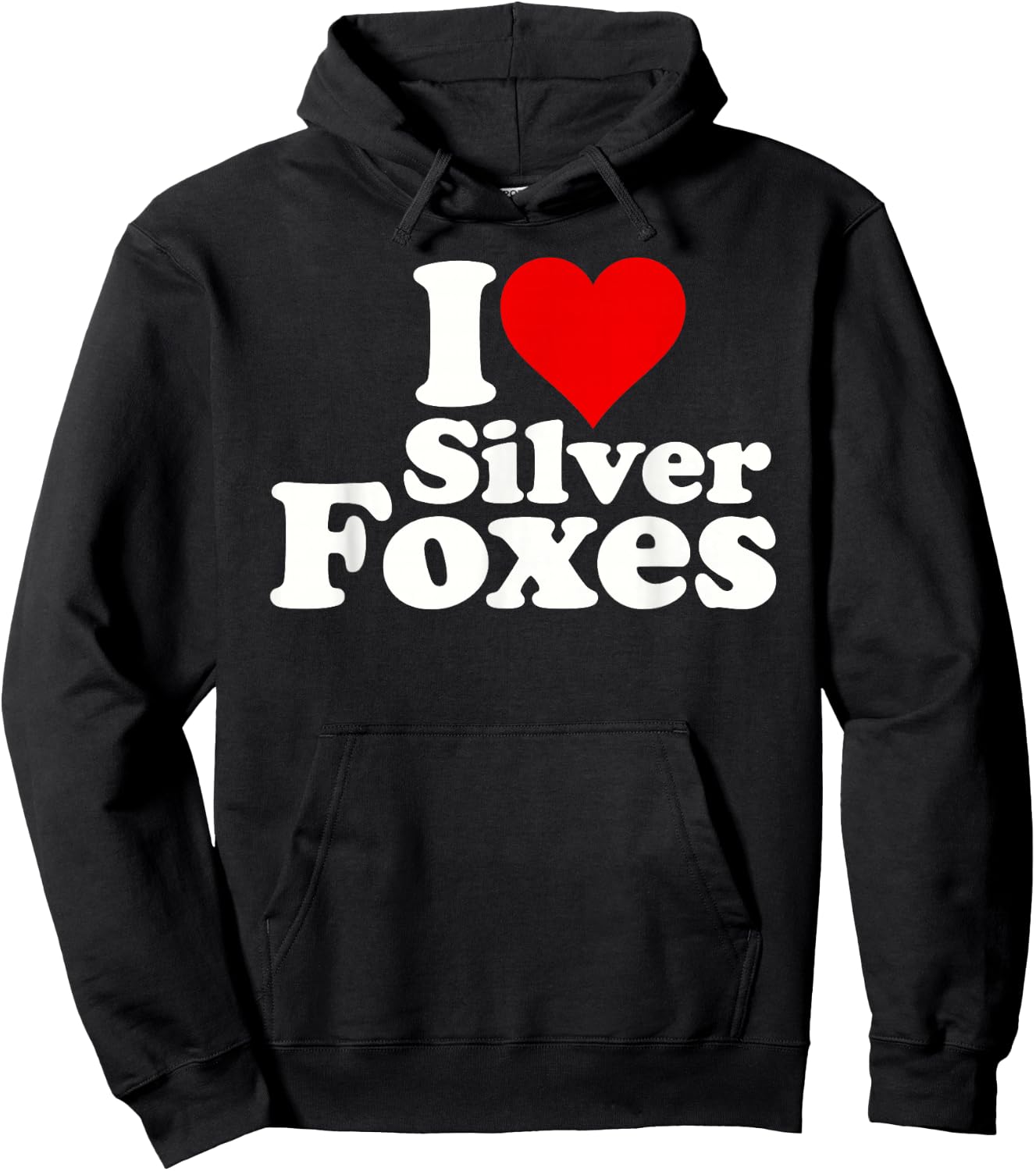 I Love Heart Silver Foxes Older Mature Gray Haired Men Hoodie - Hoodie | Black
