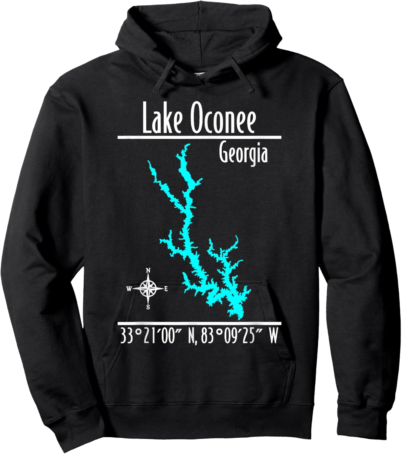 Modern Lake Oconee - Georgia Hoodie - Hoodie | Black