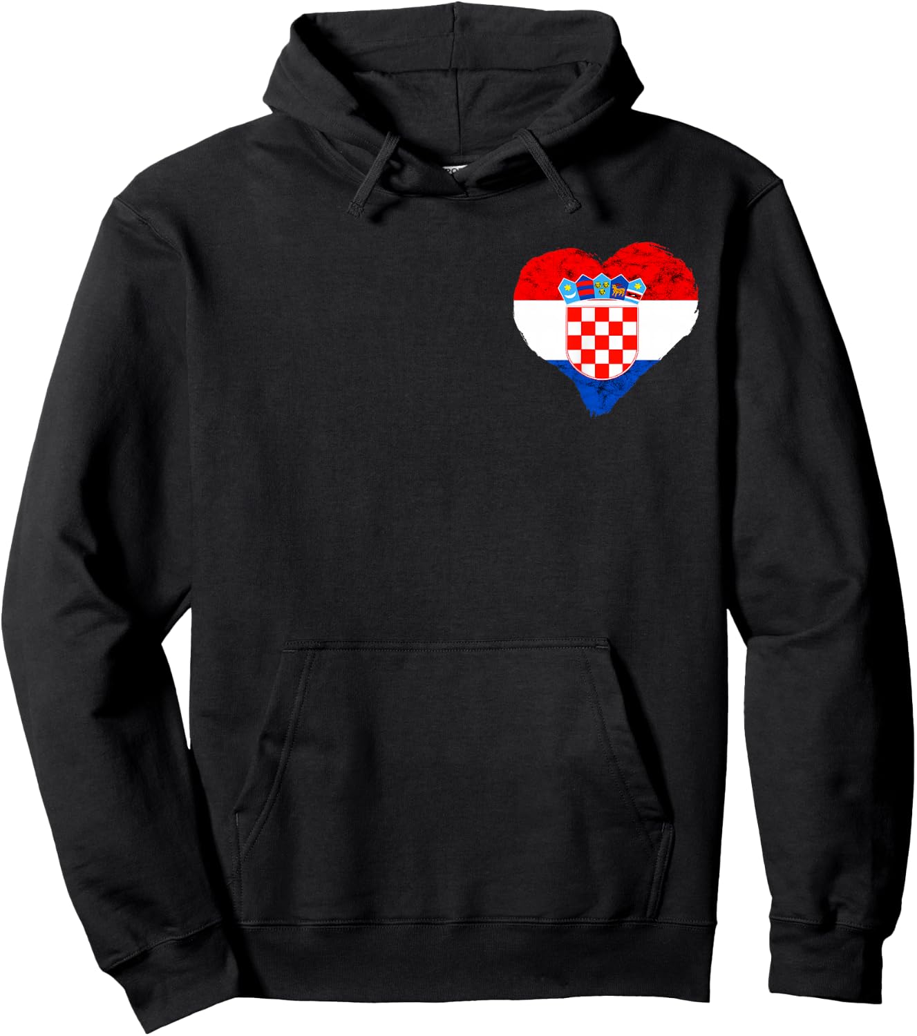 Croatia Heart Croatian Flag Emblem Croatian Roots Hrvatska Hoodie - Hoodie | Black