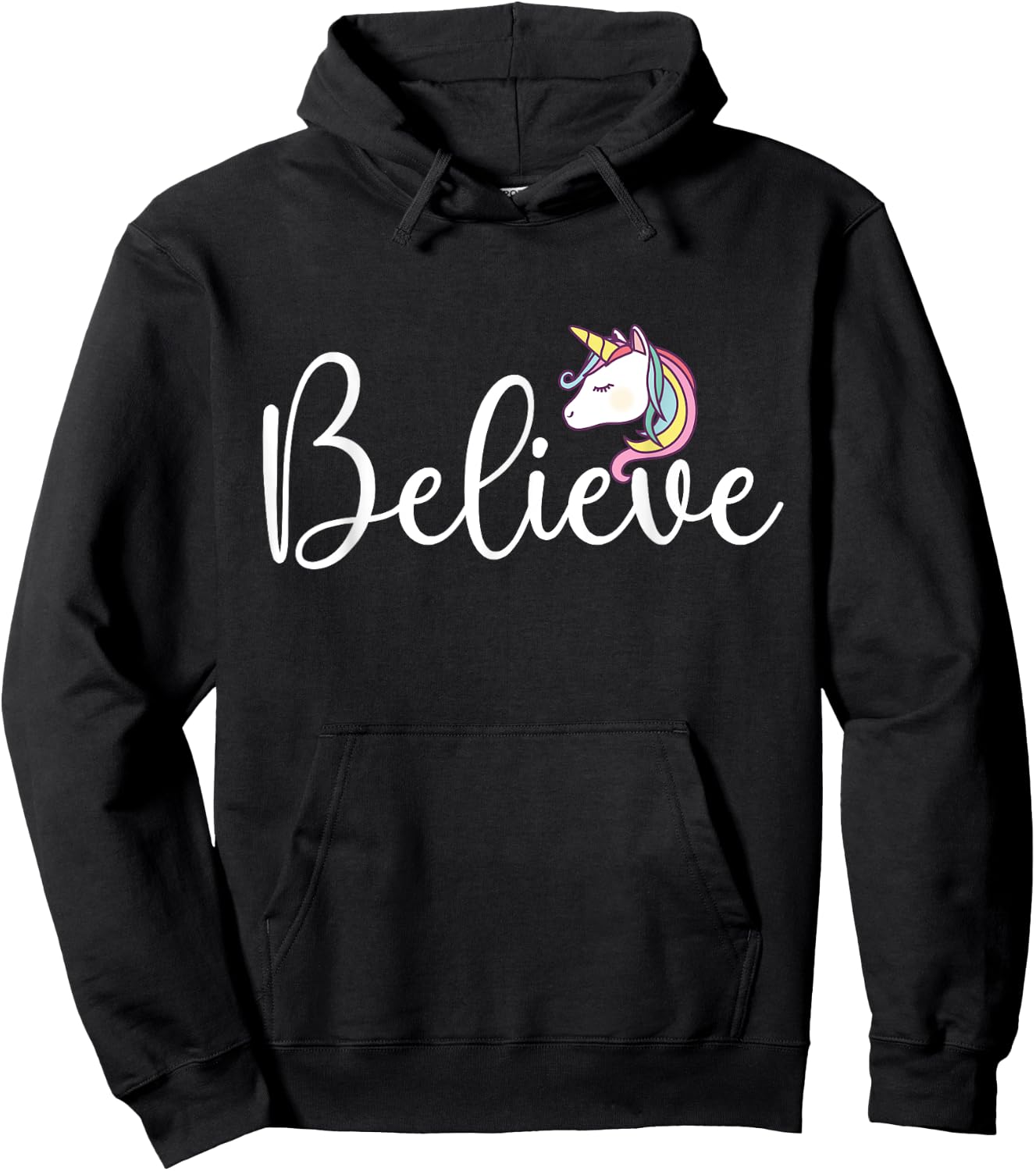 Believe - Mythical Animal Rainbow Unicorn Magical Hoodie - Hoodie | Black