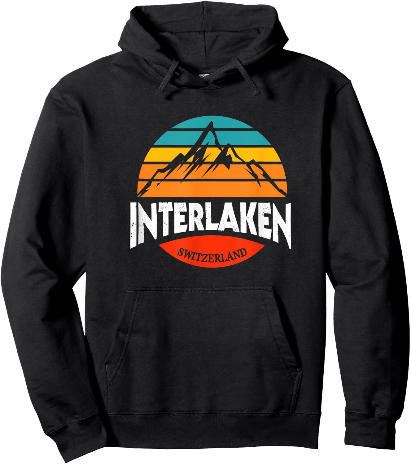 Interlaken Switzerland Mountains Bernese Alps Swiss Retro Hoodie - Hoodie | Black