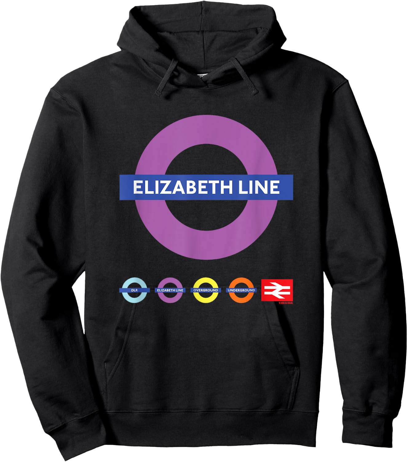 Elizabeth Line UK Train Symbol Britain Railway Colorful Icon Hoodie - Hoodie | Black