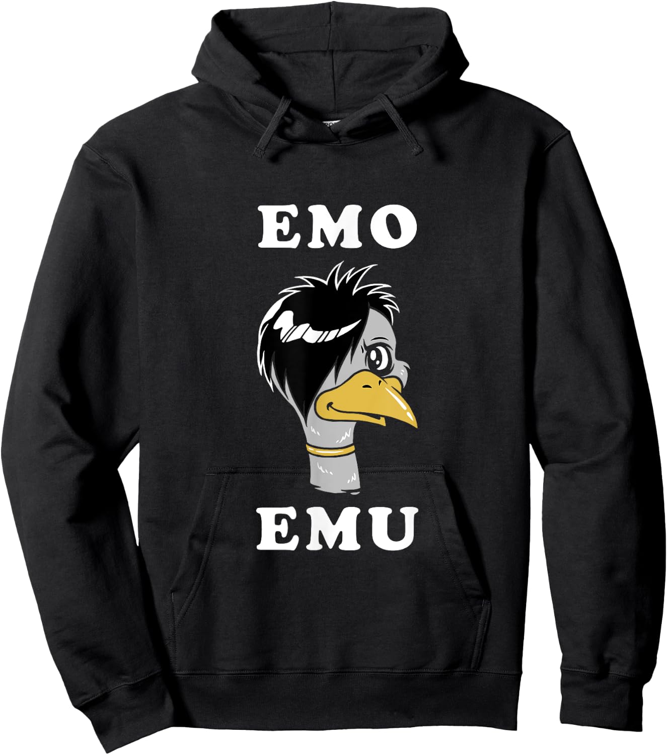 Emo Emu Funny Metal Gothic Emu Bird Hoodie - Hoodie | Black