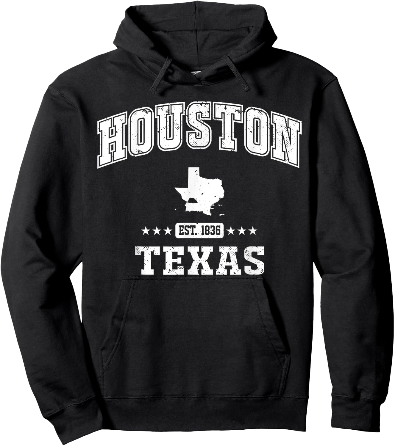 Houston Texas TX Vintage Sports Athletic Hoodie - Hoodie | Black