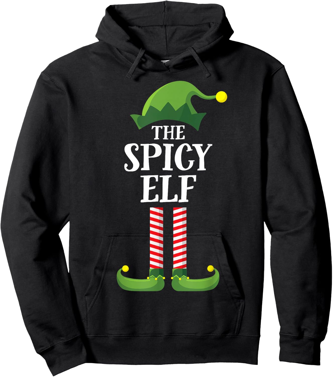 Spicy Elf Matching Family Group Christmas Party Funny Elf Hoodie - Hoodie | Black