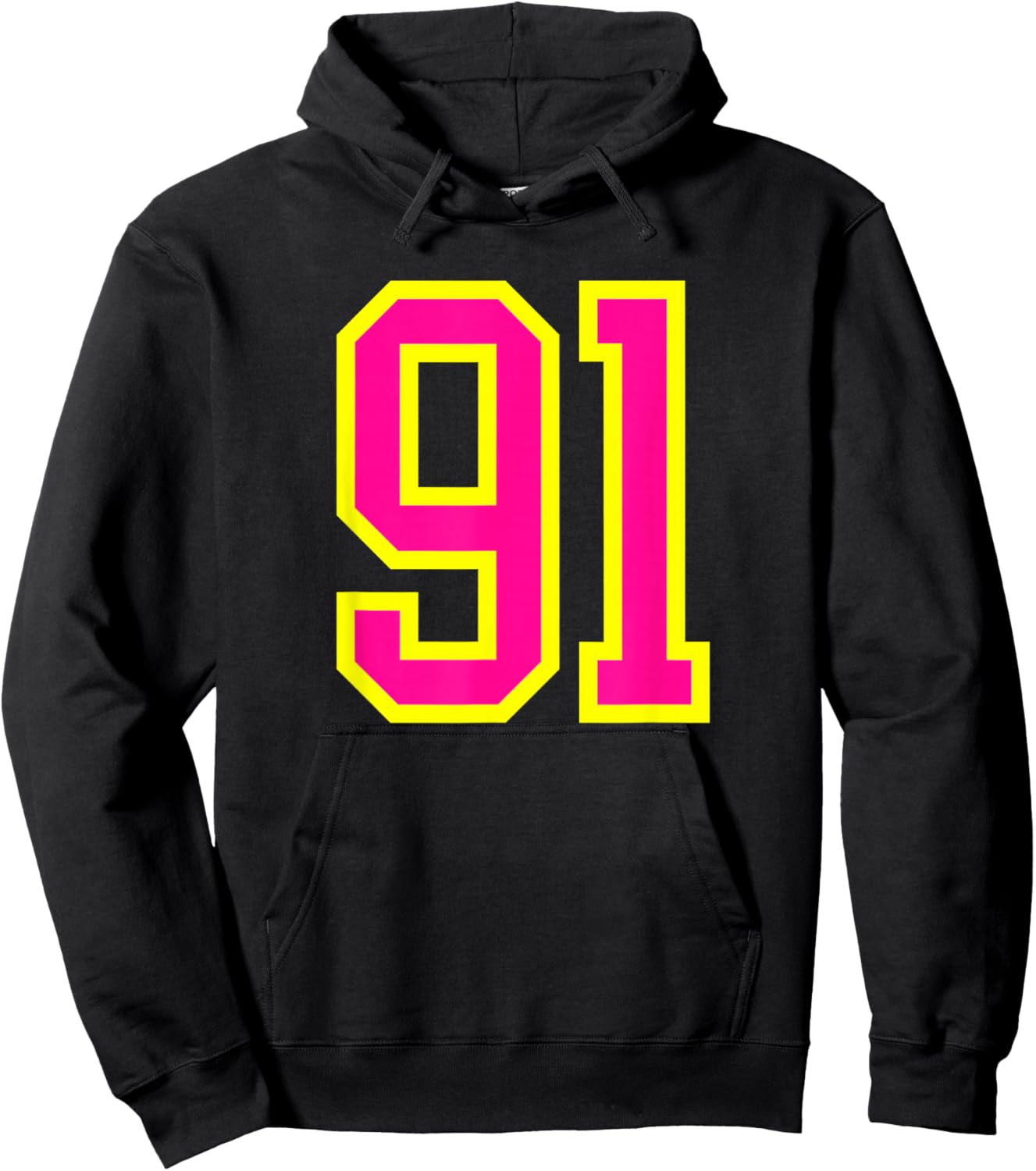 Pink Yellow Number 91 Hoodie - Hoodie | Black
