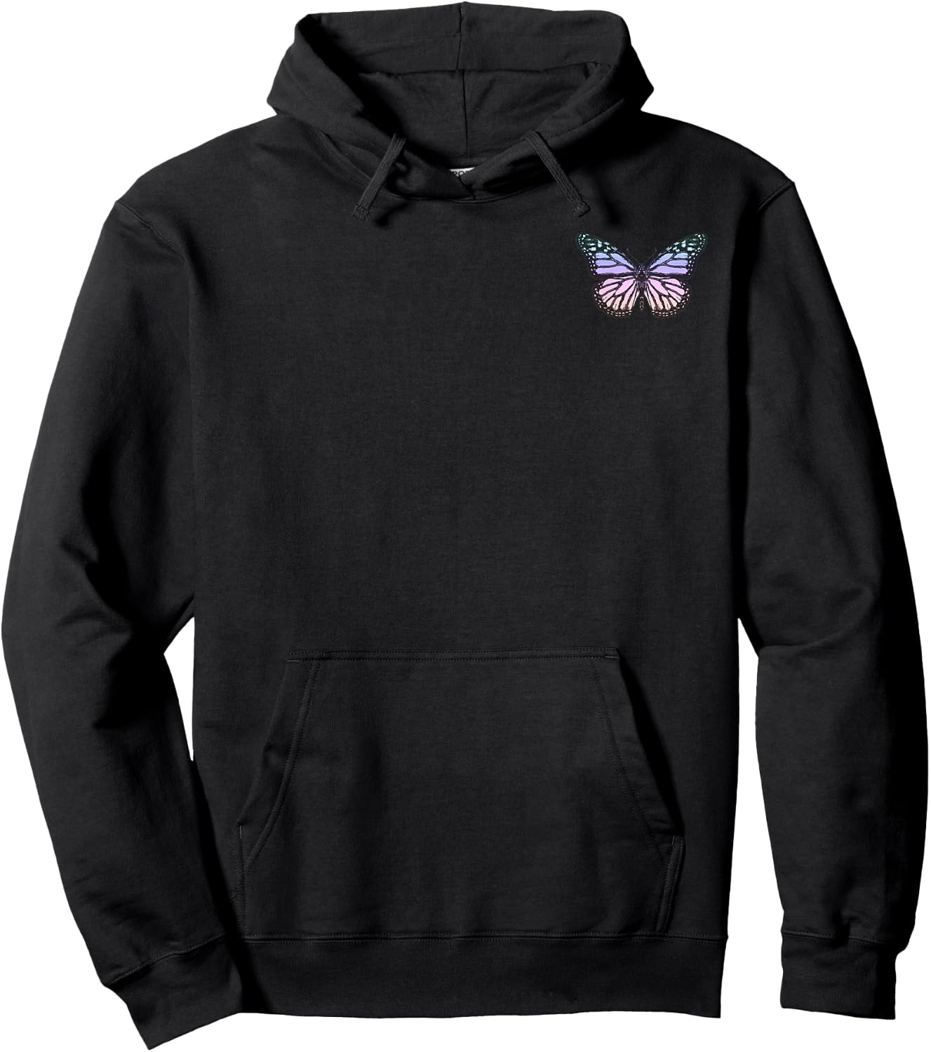 Colorful Butterfly Pocket Logo Hoodie - Hoodie | Black
