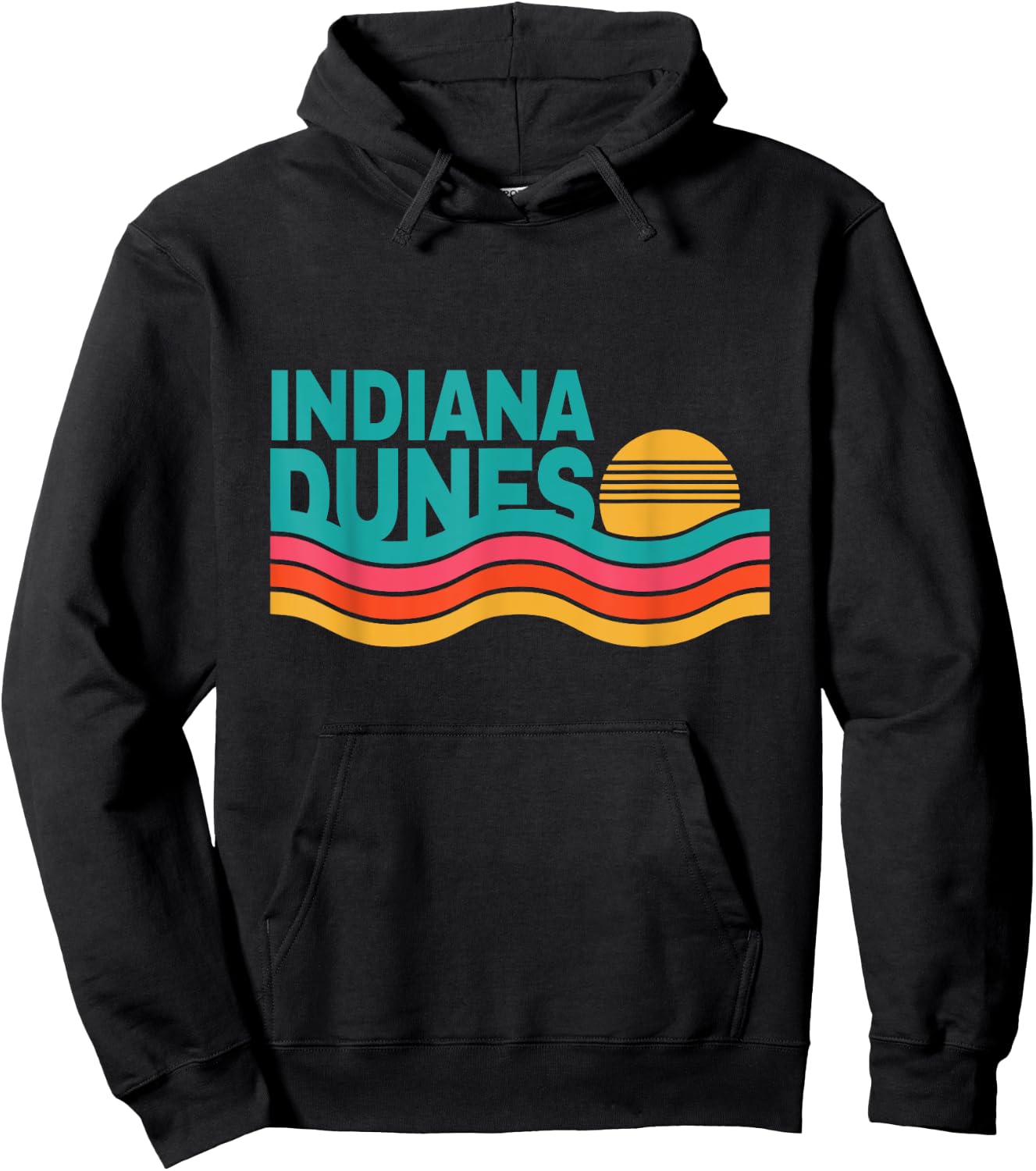Vintage Indiana Dunes National Park Retro 70s 80s Sunset Hoodie - Hoodie | Black
