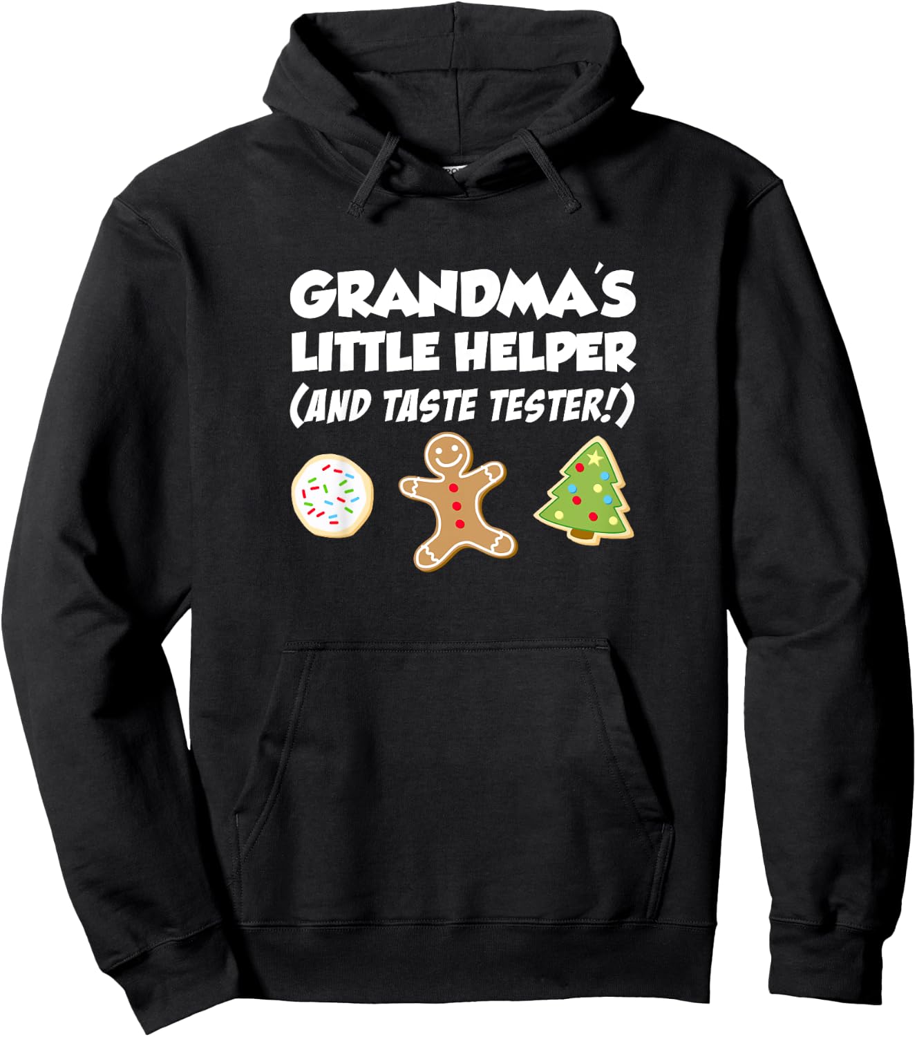 Kids Grandma's Little Helper Christmas Cookie Baking Hoodie - Hoodie | Black