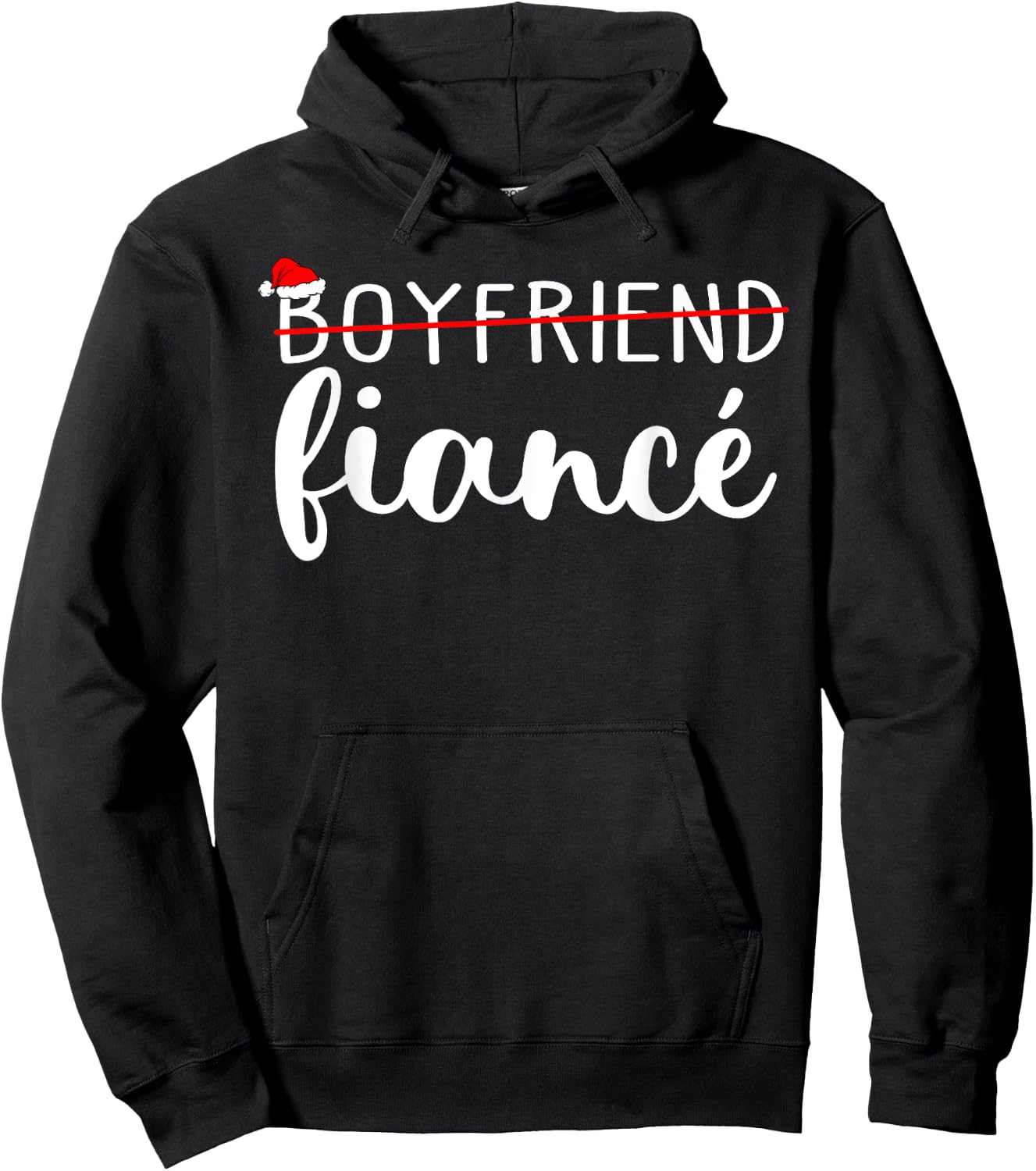 Fiance Fiancee Engaged Couples Matching Christmas Pajama Hoodie - Hoodie | Black