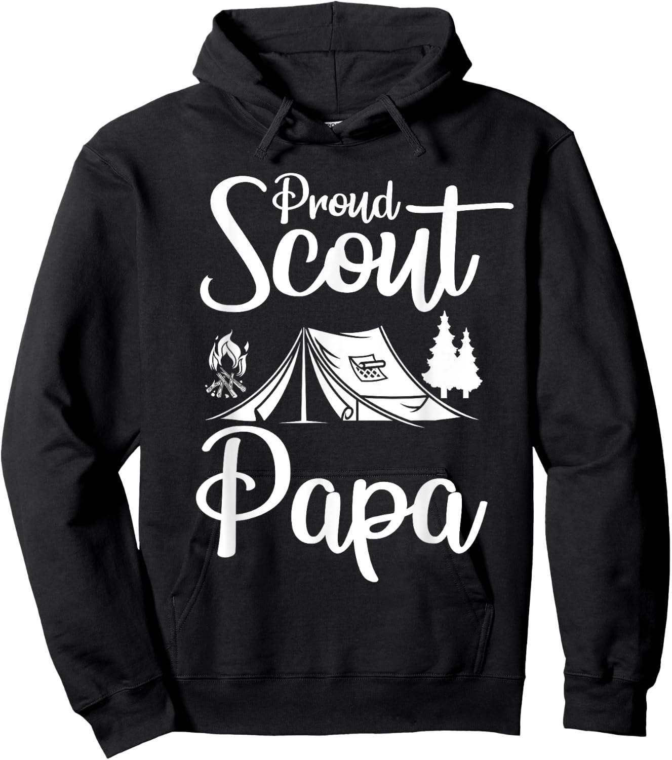 Proud Scout Papa Camping Scouting Tent Scout Dad Leader Hoodie - Hoodie | Black