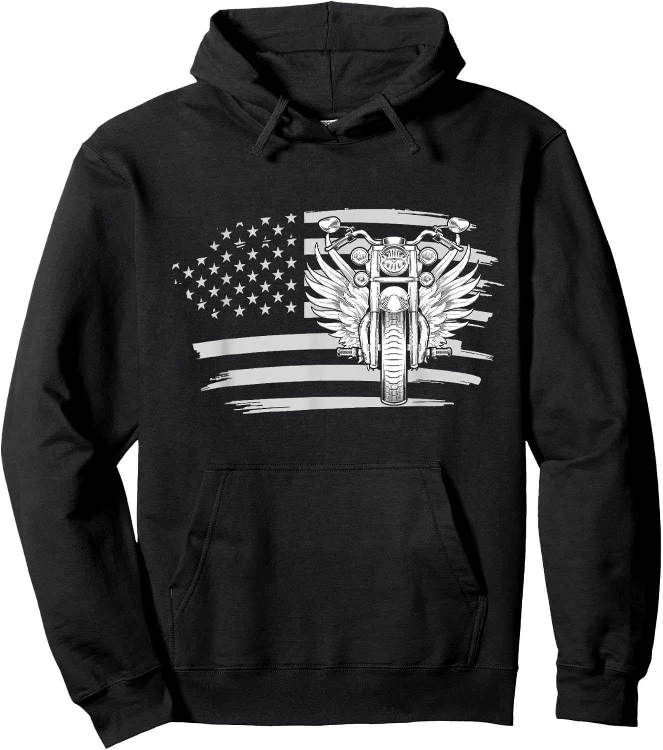 Patriotic American Biker Motorcycle Rider Gift US Flag Biker Men Hoodie - Hoodie | Black