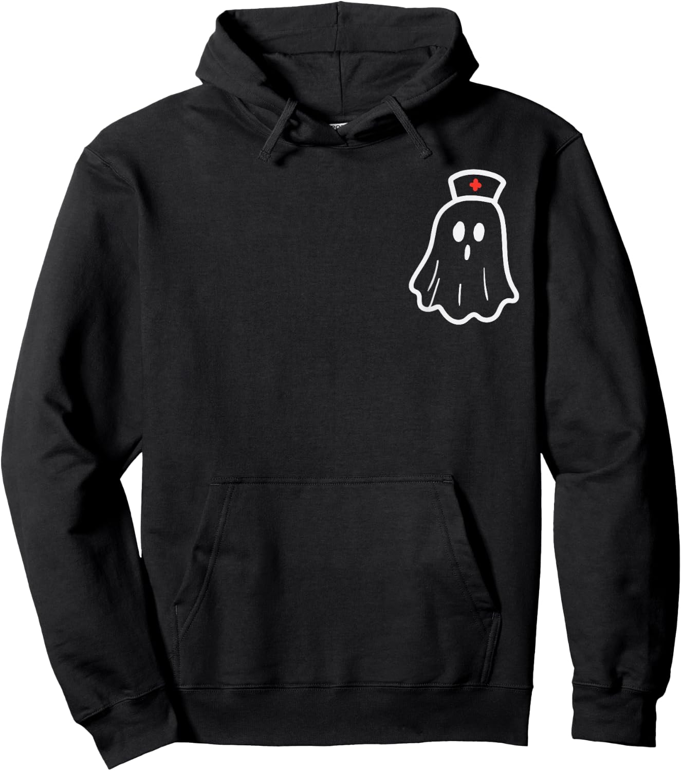Ghost Nurse Halloween Costume Retro Fall Scrub Top Women Hoodie - Hoodie | Black