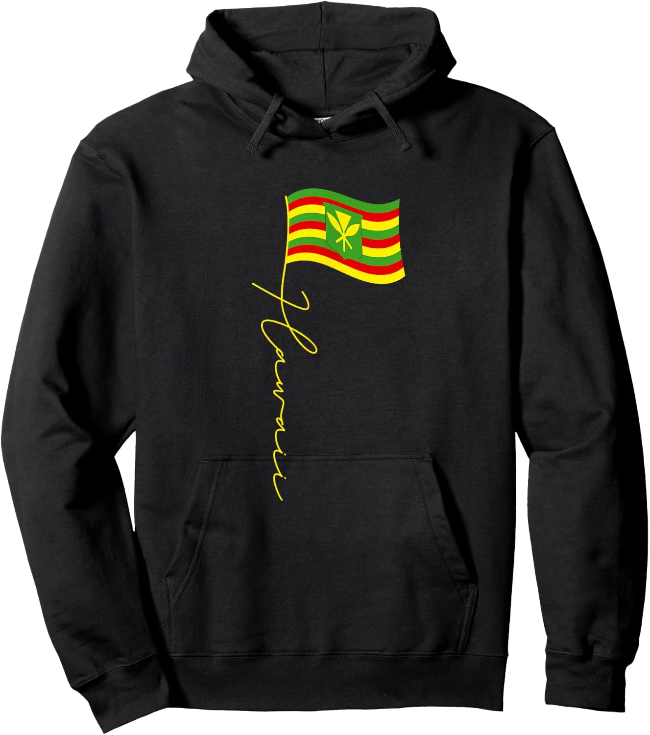 Hawaii Kanaka Maoli Signature Flag Pole - Hawaiian Flag Hoodie - Hoodie | Black