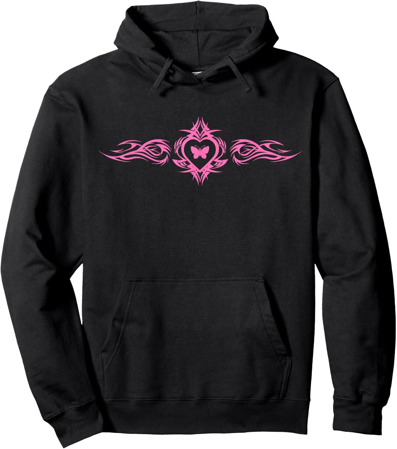 Butterfly Heart Tattoo Fairycore y2k Grunge Egirl Aesthetic Hoodie - Hoodie | Black