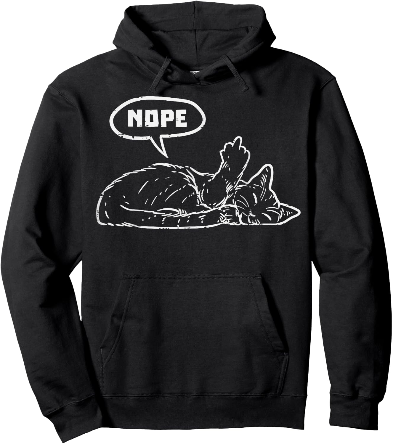 Cat Nope Finger Funny Lazy Kitten Feline Animal Lover Hoodie - Hoodie | Black