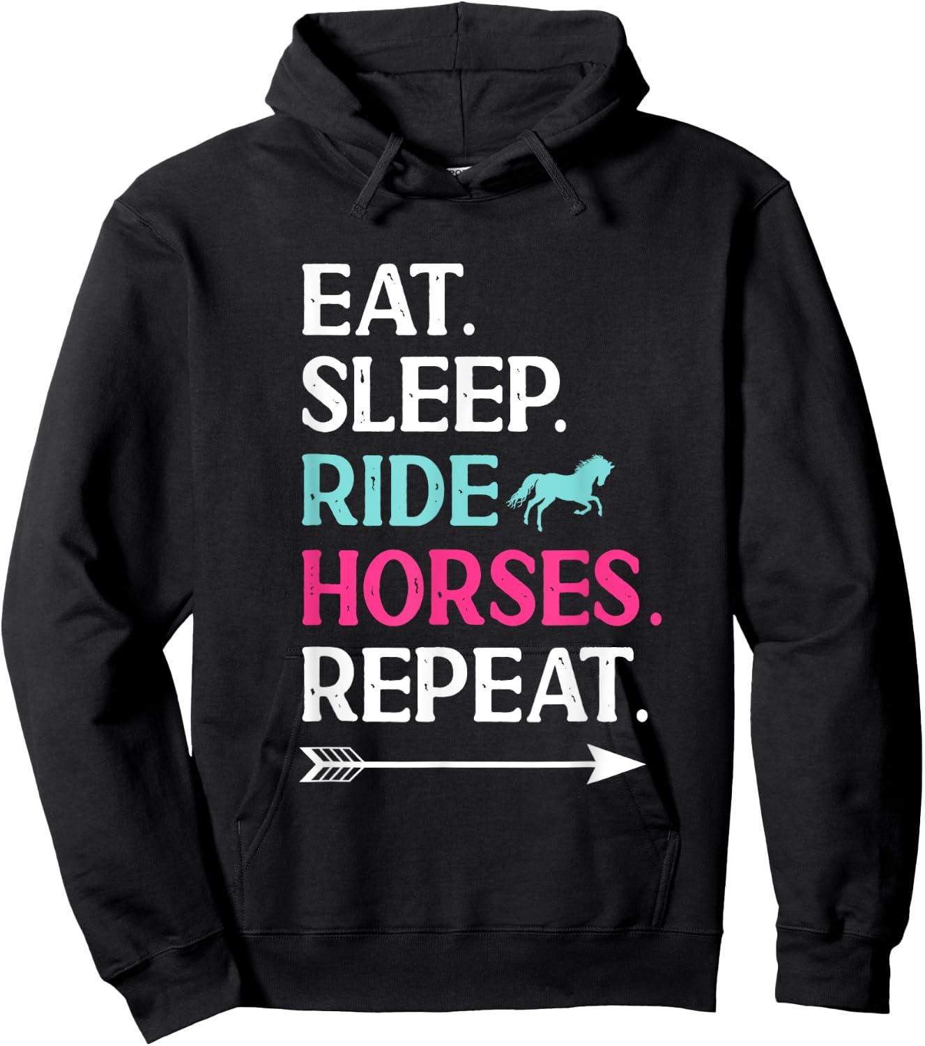 Horse Riding Eat Sleep Ride Horses Repeat For Girls Hoodie - Hoodie | Black