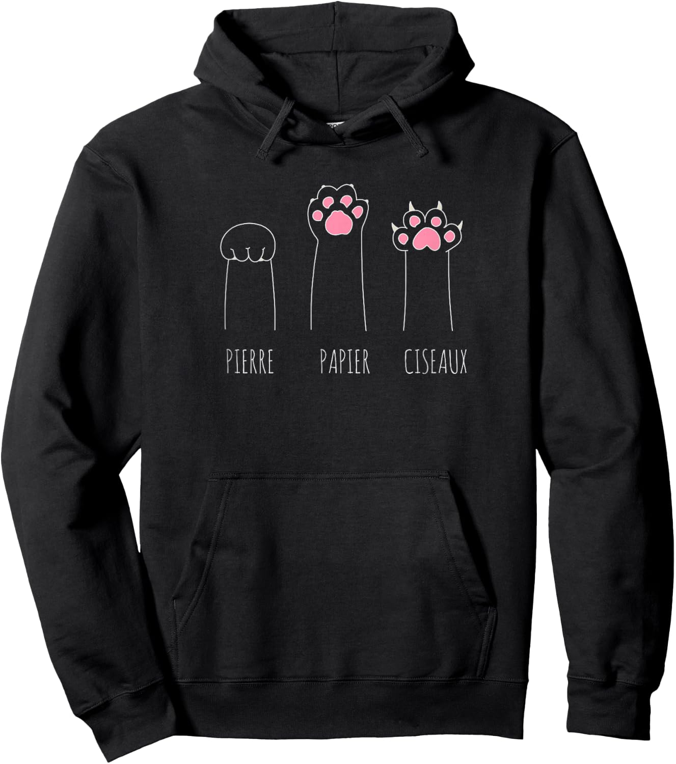 Rock Paper Scissors Cat Paws and Mittens in French Hoodie - Hoodie | Black