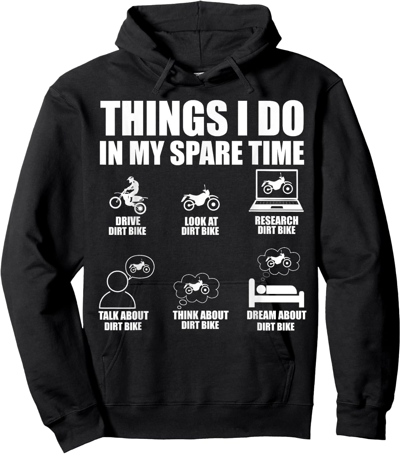 Things I Do In My Spare Time Funny Dirt Bike Motocross Biker Hoodie - Hoodie | Black