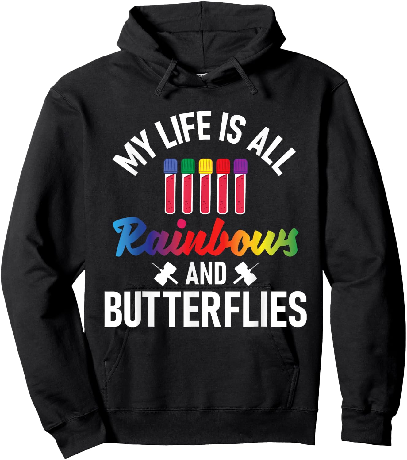 Rainbows And Butterflies - Phlebotomy Nurse Phlebotomist Hoodie - Hoodie | Black