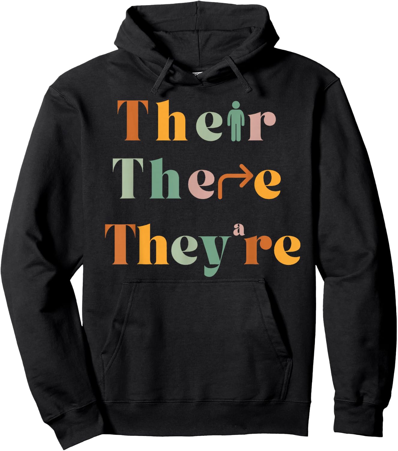 Their There They're Funny English Teacher Gramma Police Joke Hoodie - Hoodie | Black