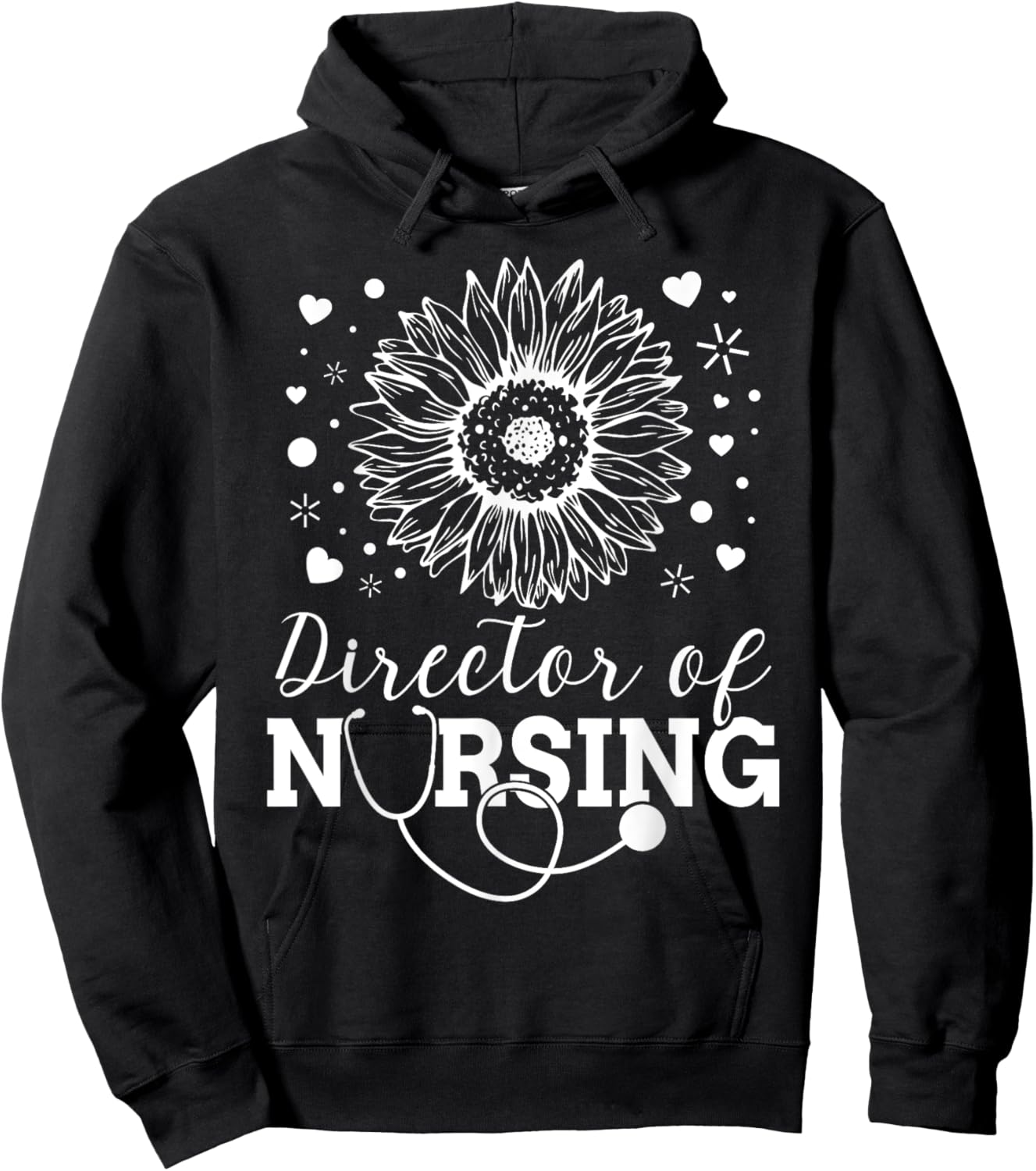 Director of Nursing Sunflower Stethoscope Hoodie - Hoodie | Black